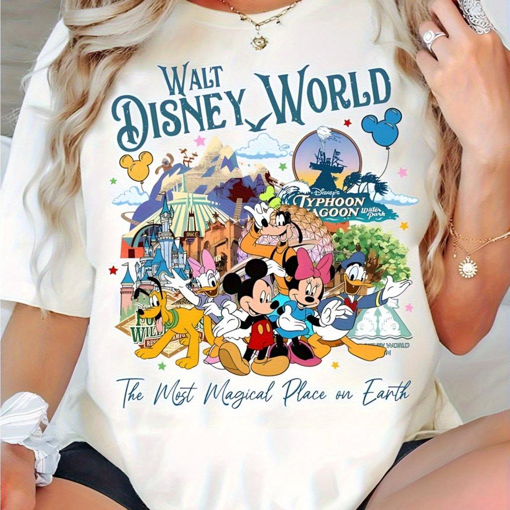 2026 Authorizes The Latest Hot Selling Mickey Family Printed Tshirt for Unisex Pure Cotton Loose Breathable Short