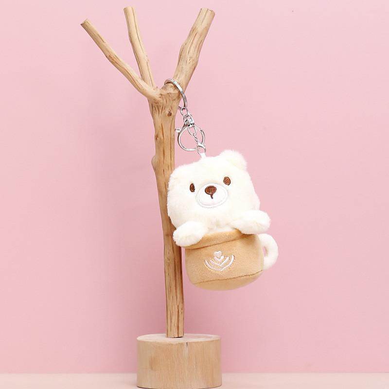 

Чай Молоко Чашка Медведь Плюшевая Игрушка Животное Брелки Кукла Мультяшные Украшения Подарки белый