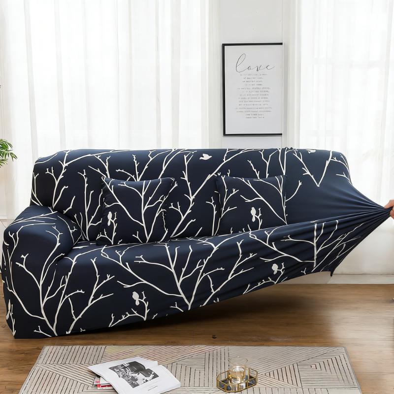 Stretch Milk Silk Printed Plants And Flowers Sofa Cover Stain Resistant Slipcover Breathable All-Season Full Wrap Slipcovers