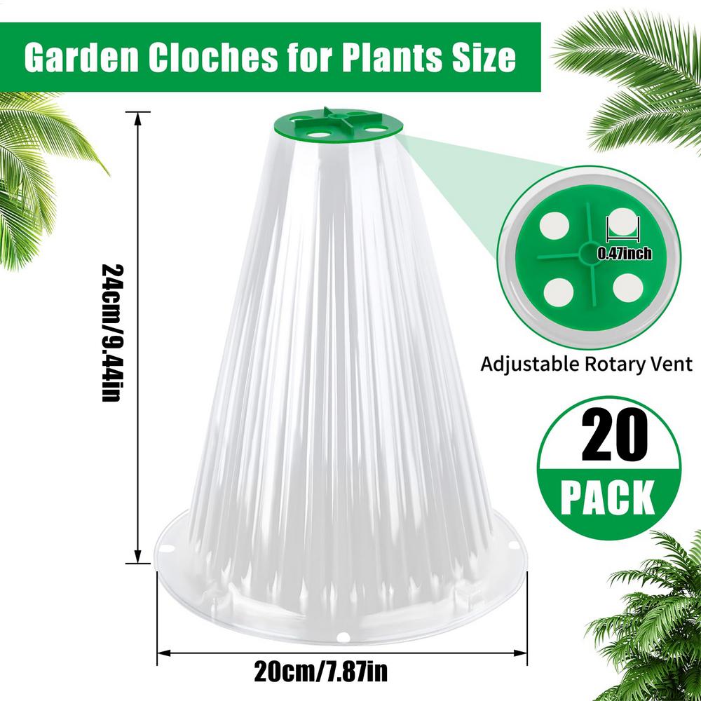 20X Plant Protector Mini Greenhouse Bell Jar Cloches Garden Cloche Garden Plants Nursery Cover for Yard Outdoor Farm Backyard
