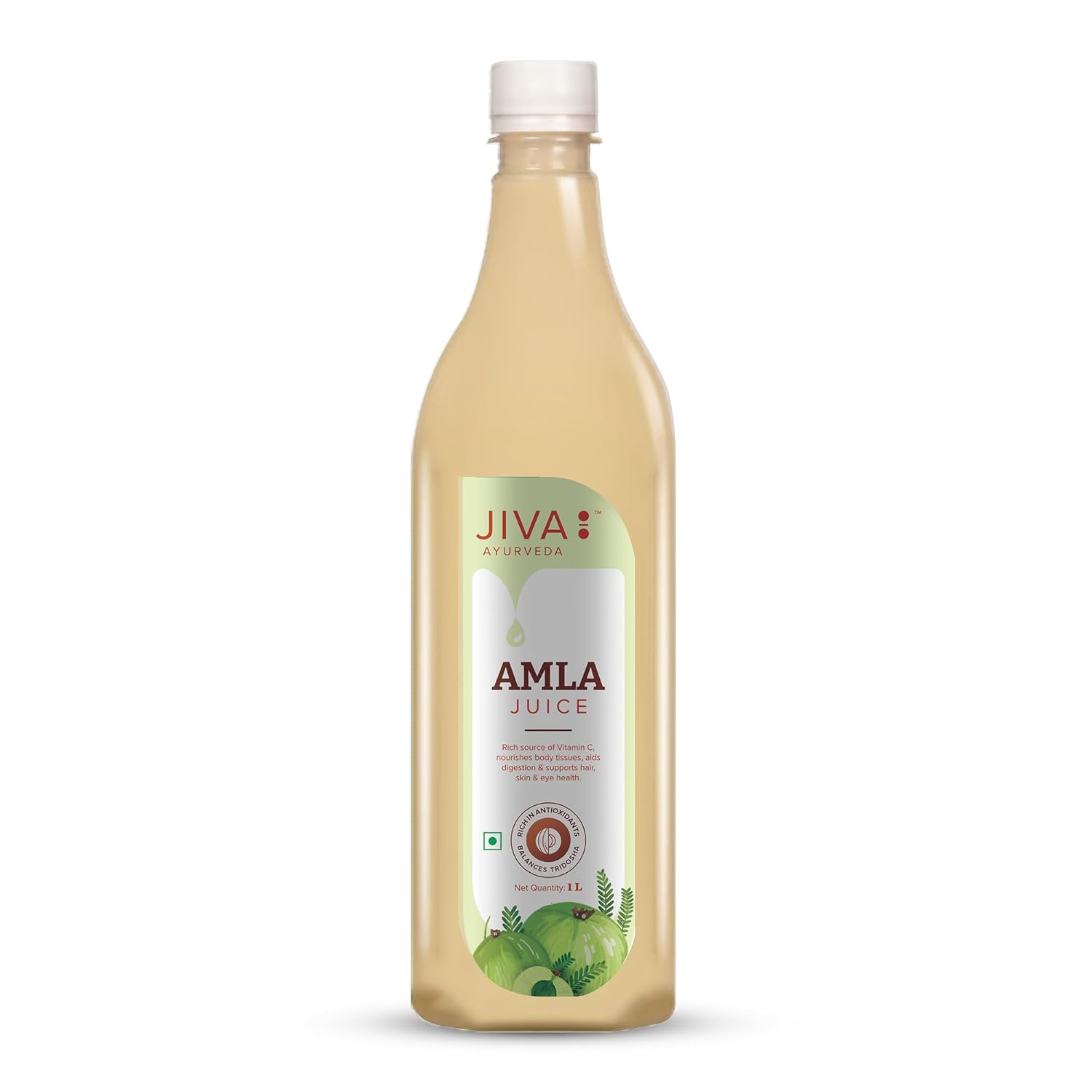 Сок Амлы Jiva Холодного Отжима 1 Литр Натуральный Фруктовый Напиток Богат Витамином C Без Искусственных Ароматизаторов Упаковка 1 шт.
