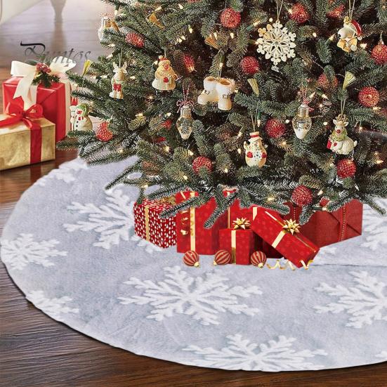 Jupe De Sapin De Noël 75 Cm Avec Motifs Flocons Et élans - Rouge Et Blanc - Protection Sol Et Décoration Festive