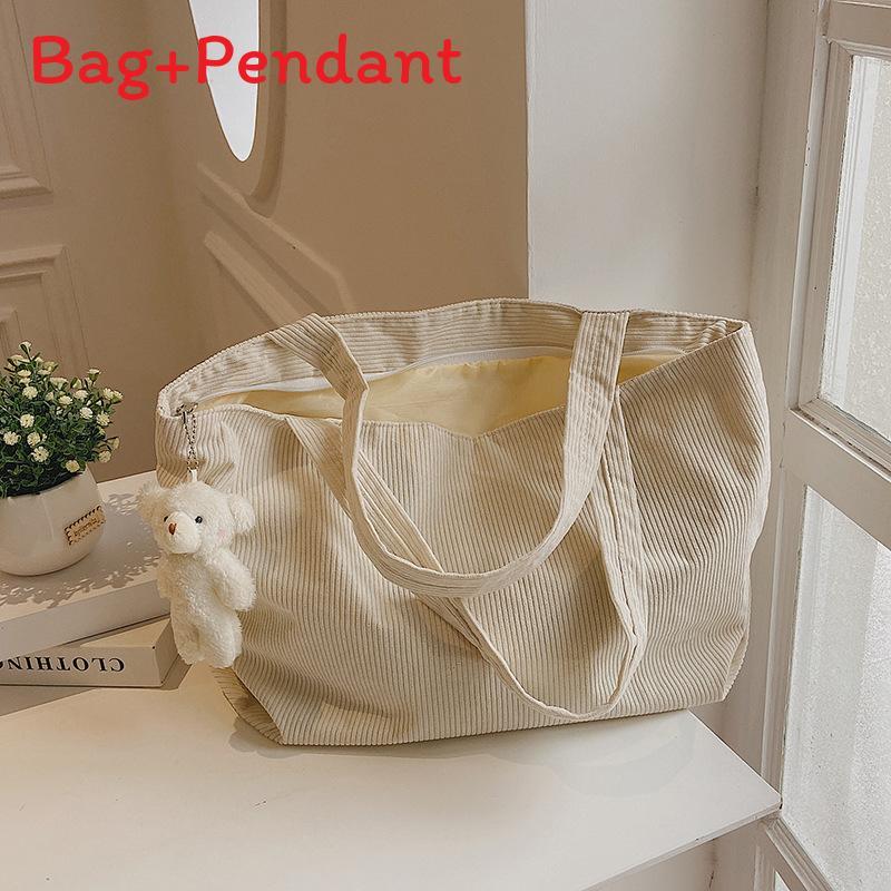 Canvas Tote Bag With Stitching For College Students Street Style Fashion
