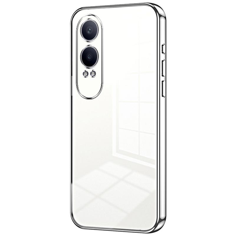 

For OnePlus Nord CE4 Lite 5G/Oppo K12x 5G (China) Case Electroplated Design Soft TPU Shockproof Phone Cover Silver