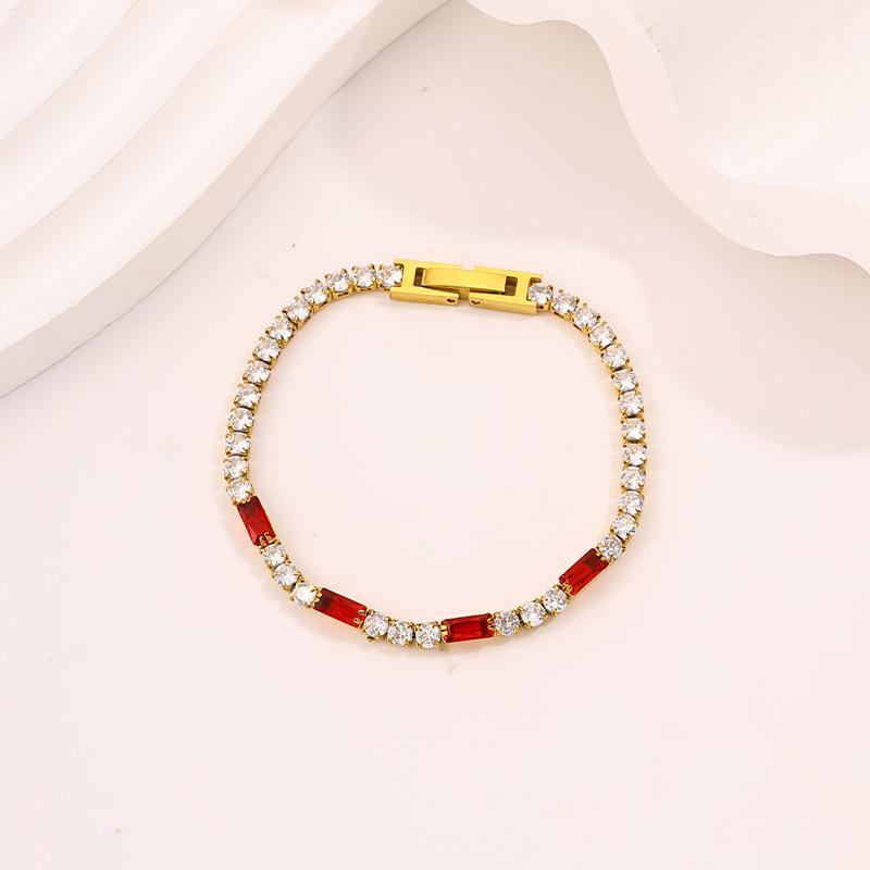 Titanium Steel European and American Light Luxury Style Straight Couple Versatile Temperament Advanced Sense Color Zircon