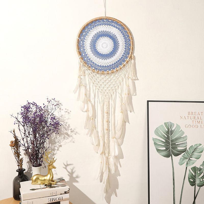 Handmade Indian Dream Catcher Feather Wind Chime - Creative Wall Hanging for Bedroom or Homestay Decoration