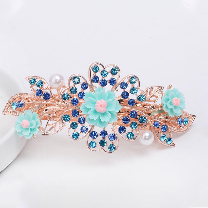 Korean Rhinestone Spring Hair Clip - Versatile Medium/Large Size for Women