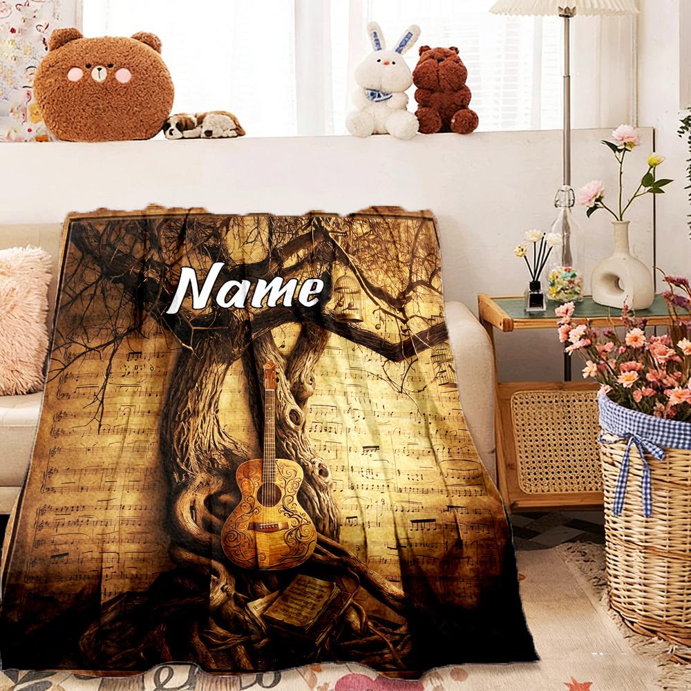Musical Tree Customize Your Name Home Blanketss Comfortable Soft Lightweight Allseason Multipurpose Blanket For Picnics Sofas Offices Beds Living