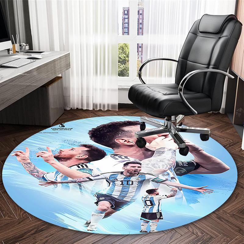 1pc Football Star (2) Print Round Carpet Chair Round Carpet Suitable for Bedroom Living Room Home Decorative Carpet