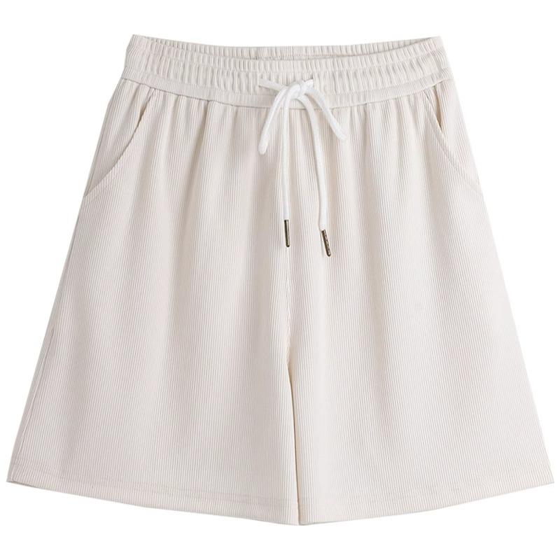 Women's High Waist Ice Silk Sports Shorts - Slimming A-Line Drawstring, Loose and Casual, Petite Fit for Summer 2025