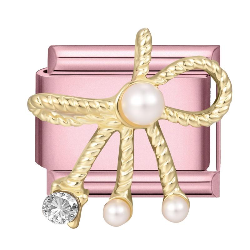 Fashion Pink Dreamy Crystal Butterfly Bow Heart Star Shell Star Charm Fit 9mm Stainless Steel Bracelet Women DIY Making Jewelry