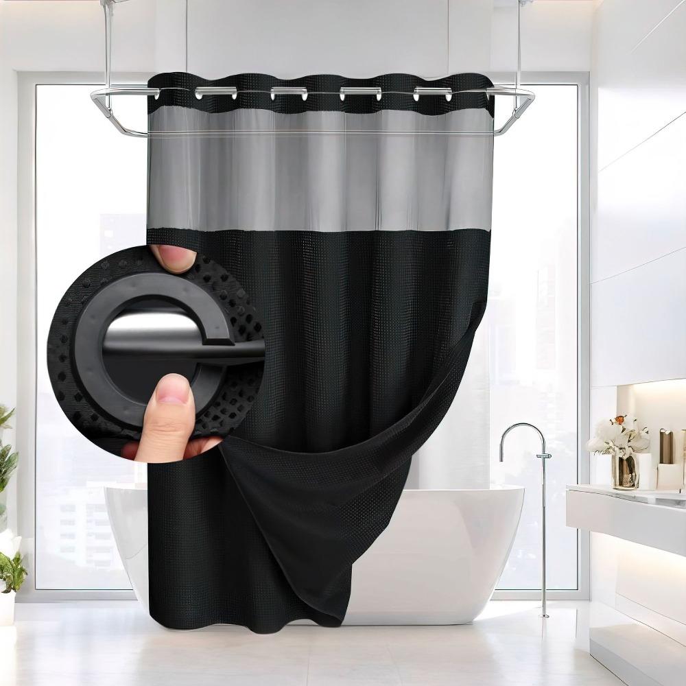 With Snap In Liner Hookless Shower Curtain Removable Shower Cover  Bathroom