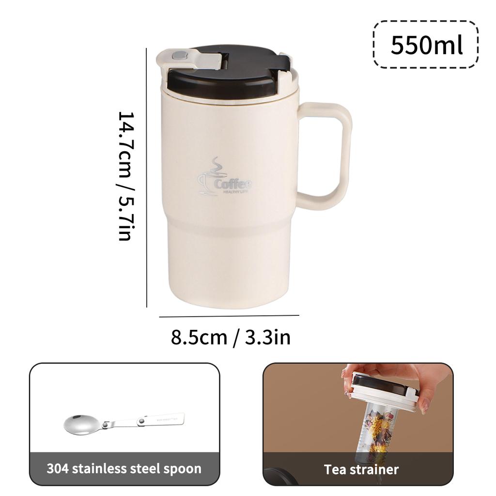 304 Stainless Steel Mug With Strainer&Spoon Leak Proof Water Mug Cup Anti Scalding Coffee Cup Portable Drinkware Cup