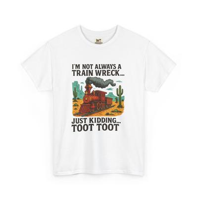 Lustiges Zugunglück T-Shirt, Humorvolles T-Shirt, Grafisches Baumwollshirt