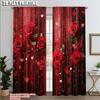 2pcs   Minimalist Curtains 2D Plane Printing Red Rose & Heart Durable Polyester (without Rod) Decorations Inside Use for Bedroom
