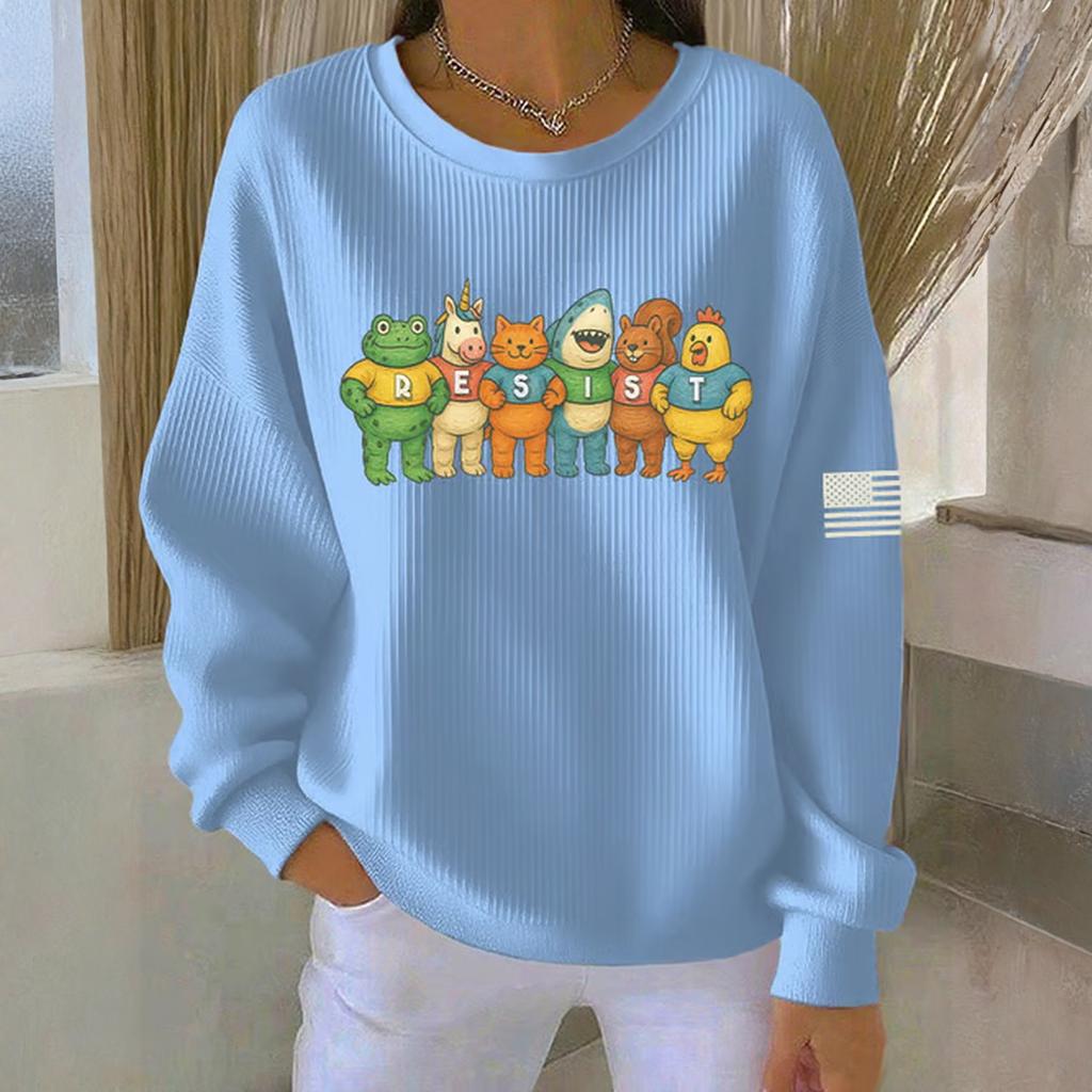 Women's Loose Comfortable Casual And Fashionable Round Neck Pattern Long Sleeved Sweatshirt