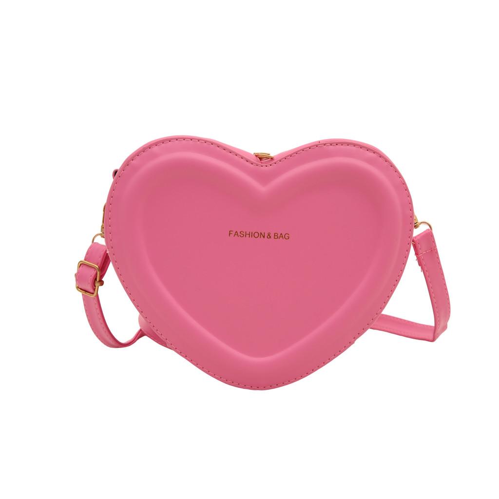 Trendy Pu Leather Heart Bag For Girls In Soft Colors Ideal For Everyday Fashion
