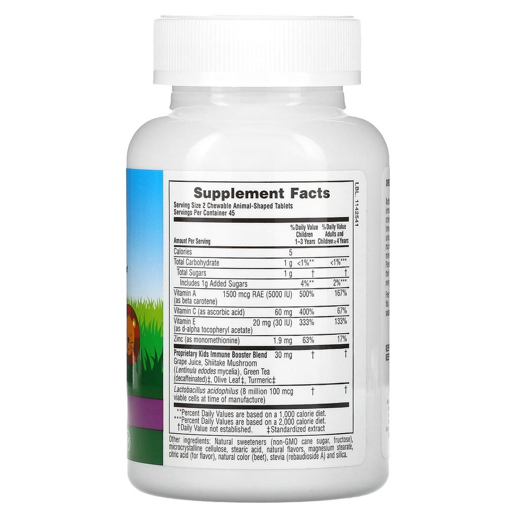 NaturesPlus, Source of Life, Animal Parade, Immune Booster for Kids, Natural Tropical Berry Flavor, 90 Count
