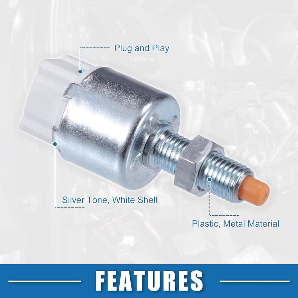 Brake Stop Light Lamp Switch No.8434047020 Brake Pedal Control Switch for Toyota Corolla 2005-2008 Plastic Silver Tone White