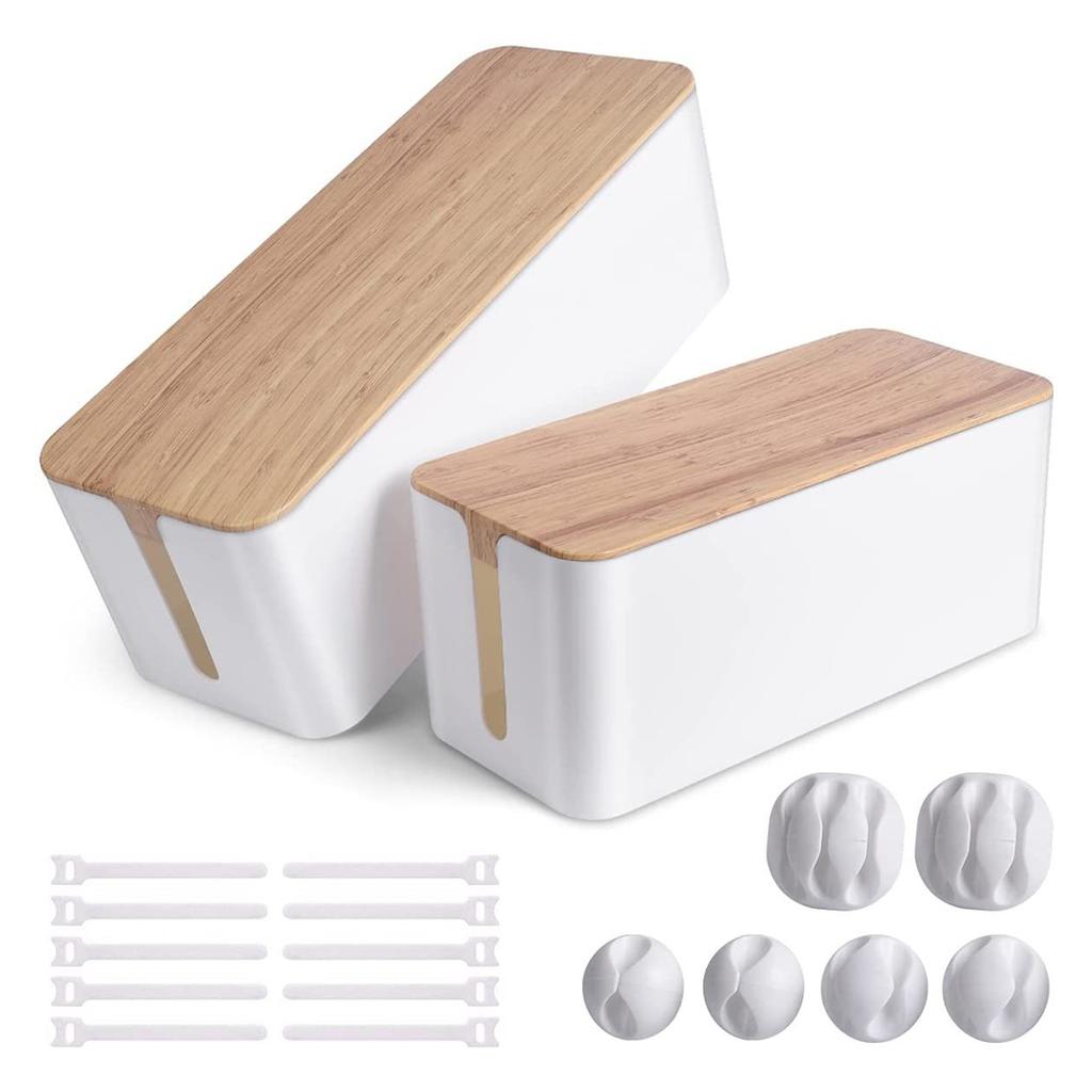 Cable Storage Box with Cover Cable Organizing Box Cord Management Container Office Essential Suitable for Office Home