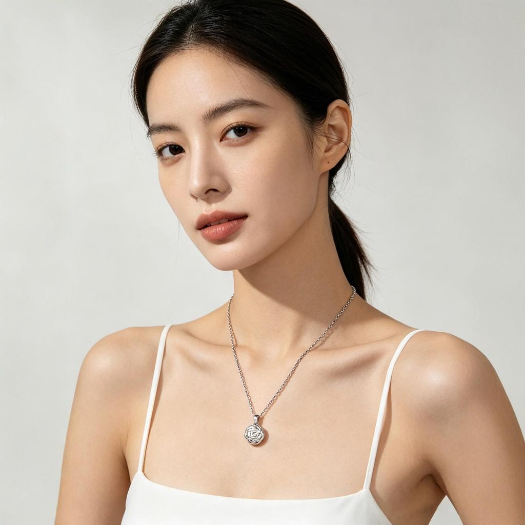 Gold-Plated Titanium Steel Rose Pendant Necklace - Light Luxury Clavicle Chain for Women, Versatile and Stylish Design