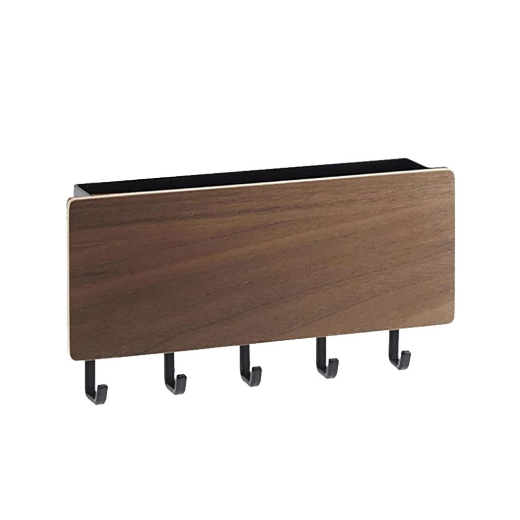 Wooden Key Holder Mail   5 Hooks Drilling   Wall Mounted Key Holder Storage Shelf