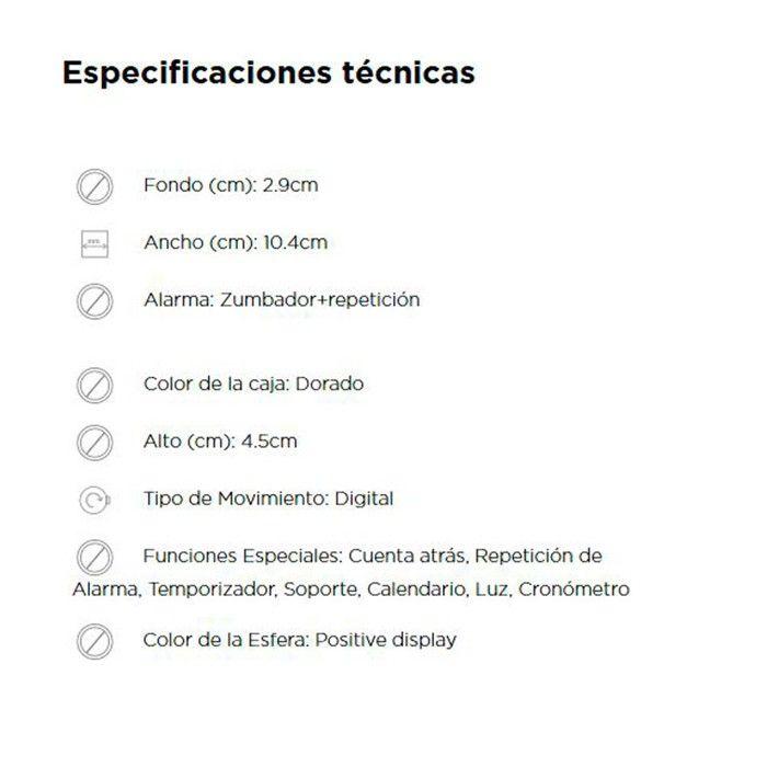 Réveil numérique - SEIKO - QHL062G - Doré - Quartz japonais - Alarme intégrée