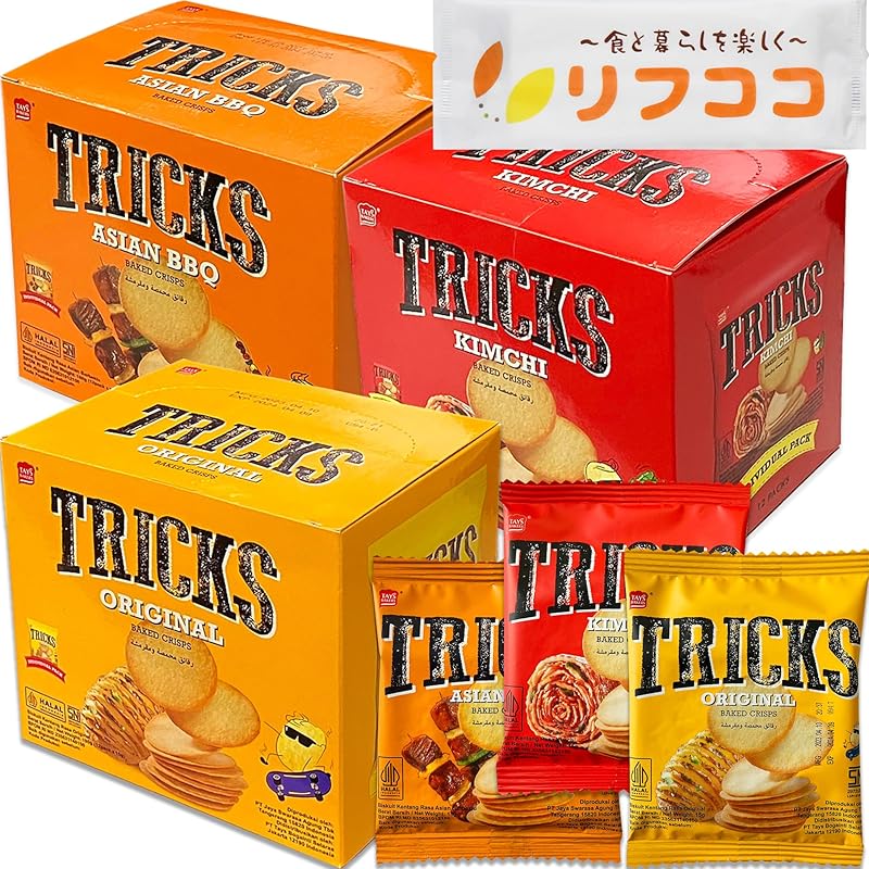 

trix TRICKS potato chips Non-fried 3 types assorted set Individual packaging (Original flavor 180g Kimchi flavor Asian BBQ flavor 180g) 1 box each Set