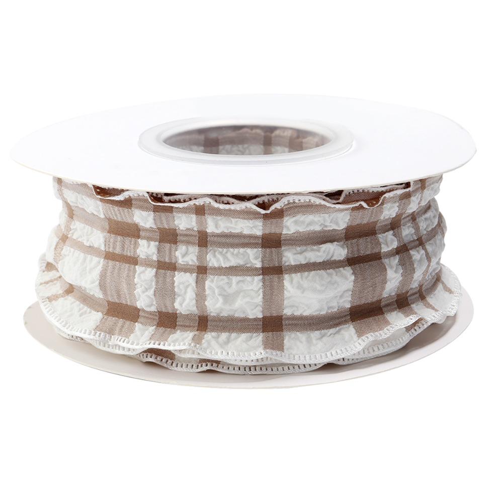 Kreativ 10 Yards Rutigt Band 4CM Bredd Presentinslagning Buketter Koreanska Band Lätt att Klippa Återanvändbar DIY Dekor Dekoration Bröllop