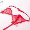 Sexy Lace Transparent Crotch-open Temptation Three-point Female Sexy Underwear Open Crotch Suit Sexy Lingerie Bra+Underwear