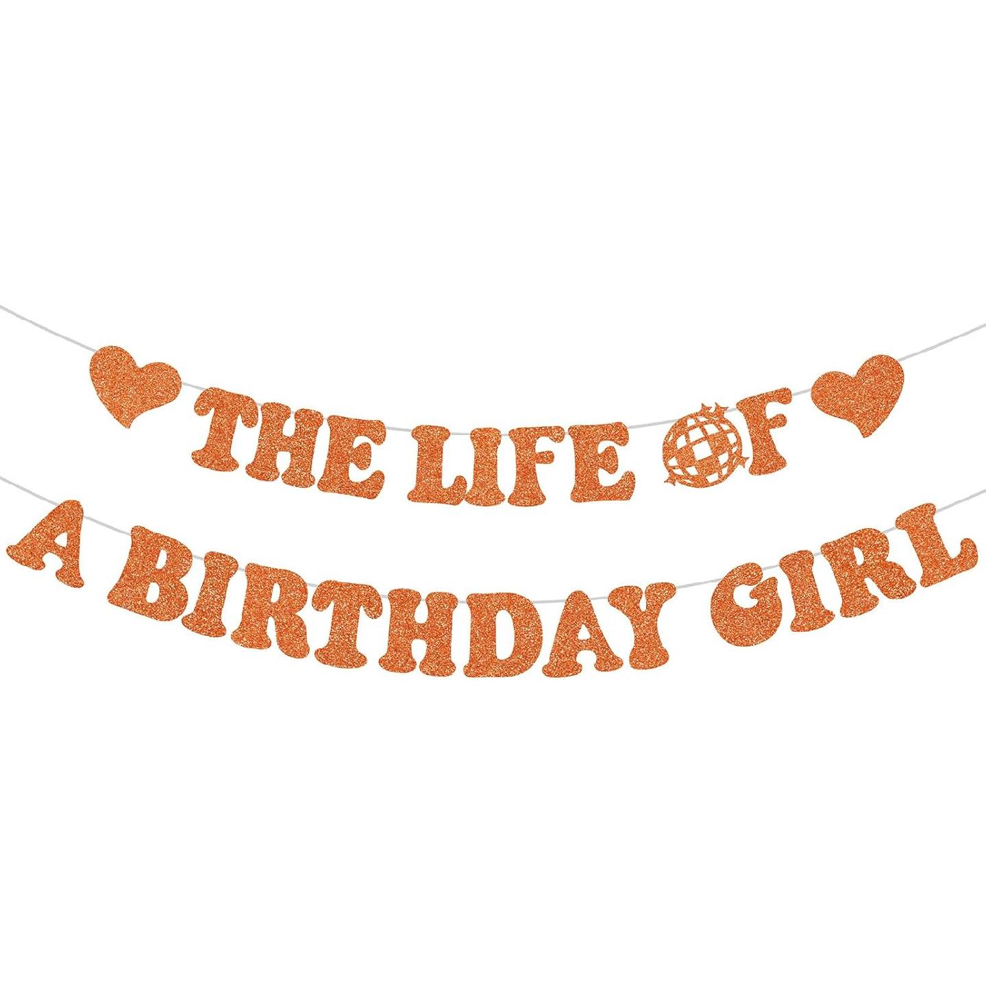 Pre-Strung The Life of A Birthday Girl Banner No-DIY Popular Singer Birthday Party Decorations Glitter Happy Birthday Decorations for Fans