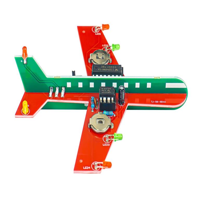 1 Set Flashing Led Pcb Diy Electronic Kit Small Airplane Cd4017 Flow Lamp Welding Practice Electronic Science Assembly Kit