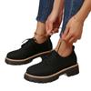 Large-sized Mid-heel Square Single Shoes for Women, Retro Round-toe Lace-up Shoes