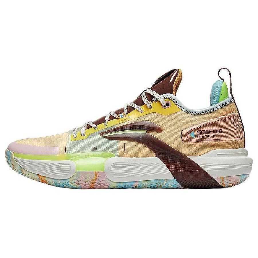 

New LiNing Speed 9 Premium BOOM Technology Wear Resistant Low Top Basketball Shoes Men s Yellow Brown Blue ABAT015-5 44