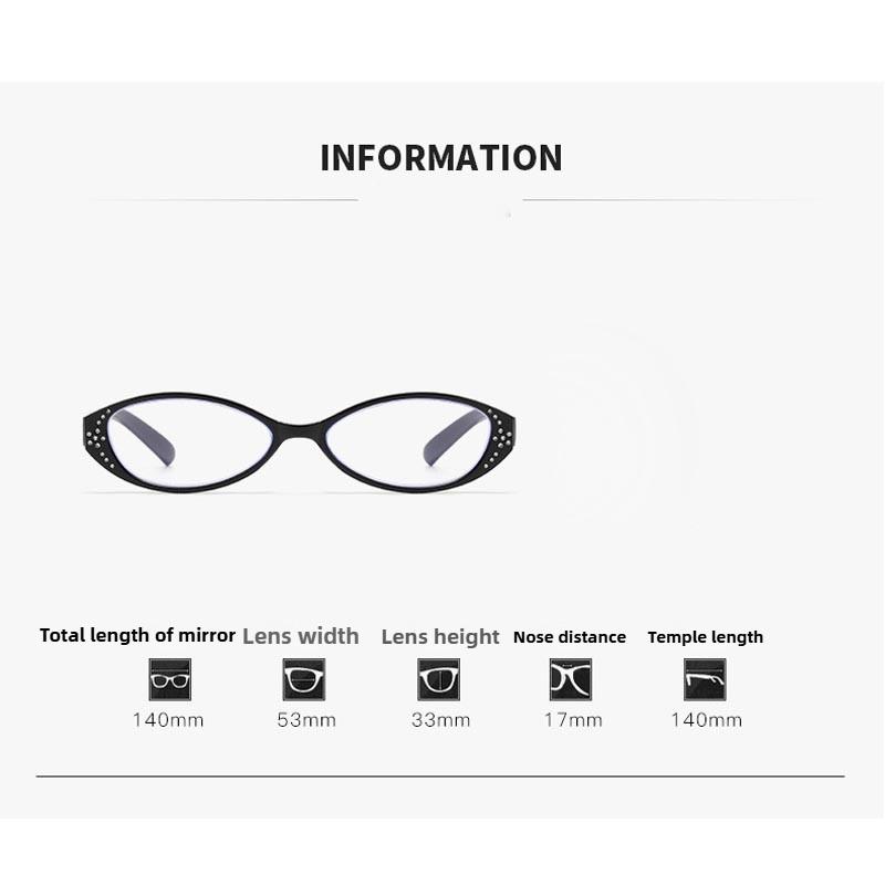 Shiny Diamond Decorative Frames Reading Glasses Women's Fashion Elegant Farsighted Glasses High Definition Anti-Blu-ray Glasses