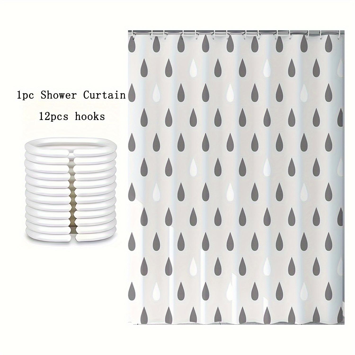 

1 занавеска для душа с рисунком в виде капель воды серого и белого цвета, утолщенная прозрачная занавеска для ванной из чистого ЭВА с принтом, 72x72 дюйма, с 12 крючками Pack of 1
