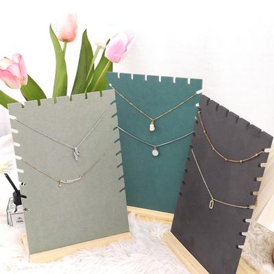 Wood Necklace Pendant Display Stand Multiple Notches Jewelry Storage Rack Holder Counter Showcase