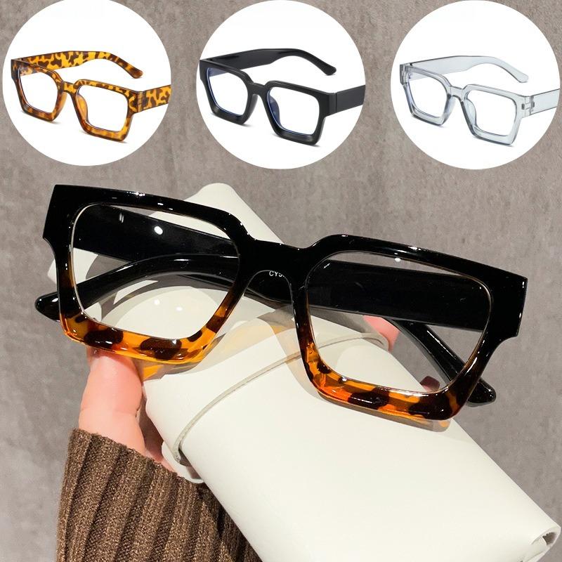 Retro Texture Square Frame Eyeglass Anti-Blue Light Computer Eyeglass for Women Men Plain Glasses Vintage Optical Eyeglasses