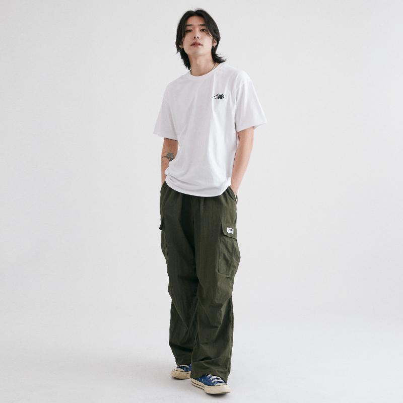 DEEP COLLECTIVE Nylon Cargo String Elastic Waist Pants_Khaki