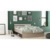 DEMEYERE Michigan Lit adulte 140x190 cm - 2 tiroirs et 1 niche - Industriel - Certifié PEFC 100% - Décor chêne brossé et noir