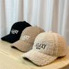Embroidered Lamb Wool Baseball Cap Korean Style Trendy Warm Versatile Casual Cap Fashion
