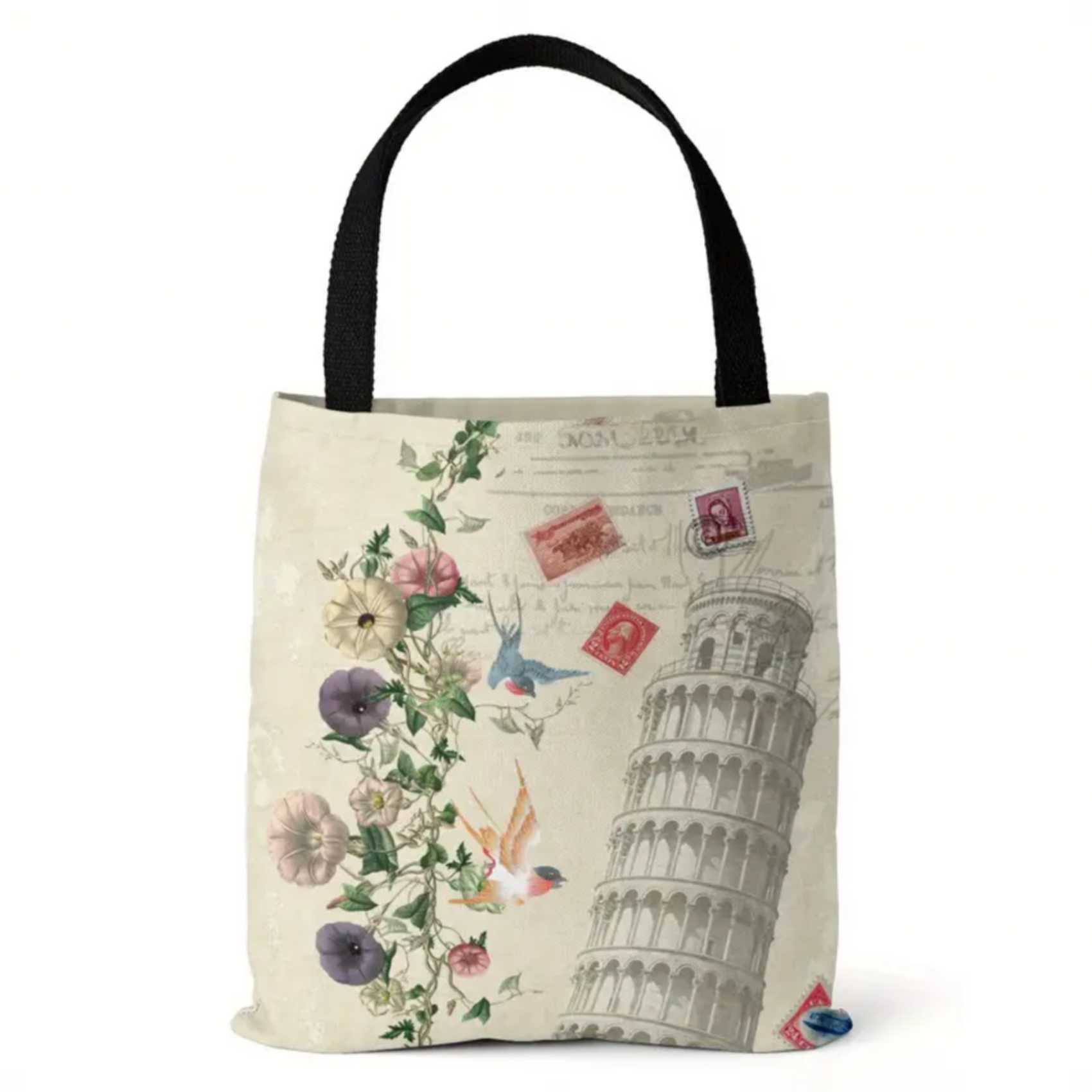 

Всемирно известная серия зданий Landmark, холщовая сумка, сумка с цифровой печатью, женская сумка с ручкой сверху, сумка через плечо 37*33*25cm