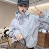 Fashion Hooded Short Jacket Women Streetwear Double Zipper Coat Casual Top Loose Outerwear Students Jackets Spring Autumn