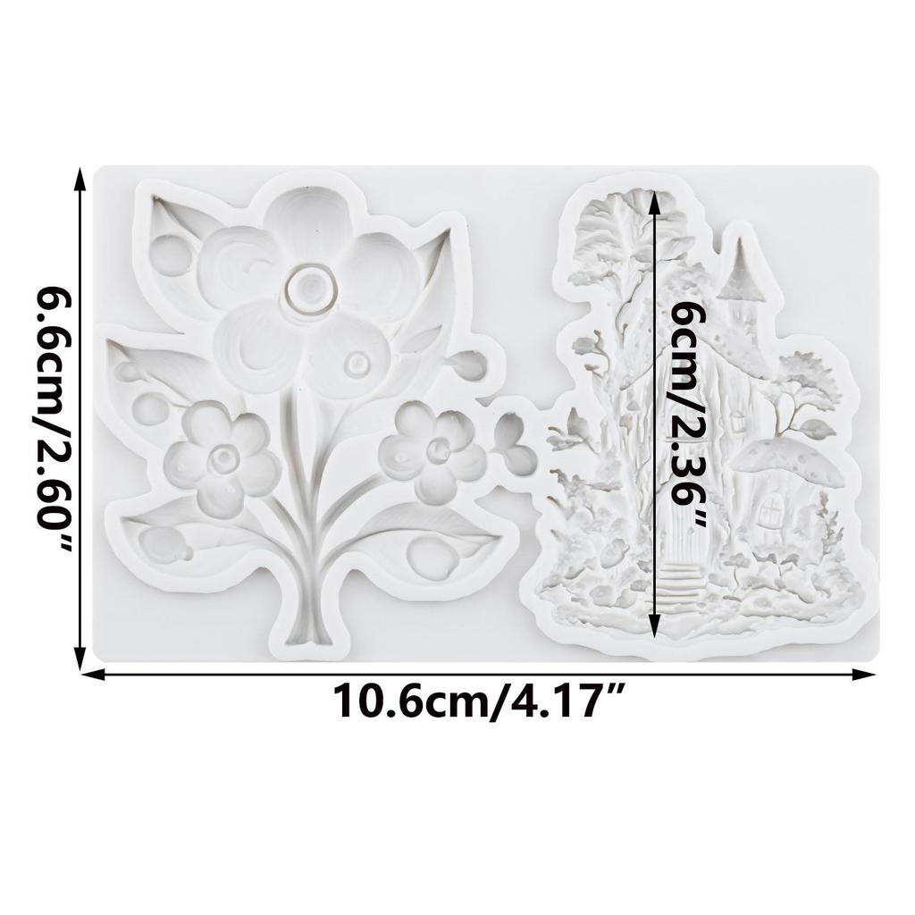 Fairy Garden House Silicone Mold Sunflower House Treehouse Fondant Molds Cake Decorating Tools Theme Cake Dessert Decorated Chocolate Candy Mold