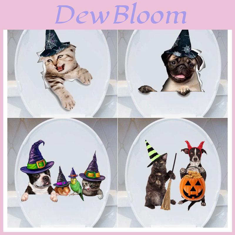 Kitten Puppy Pumpkin Halloween Sticker For Festive Home Decoration**