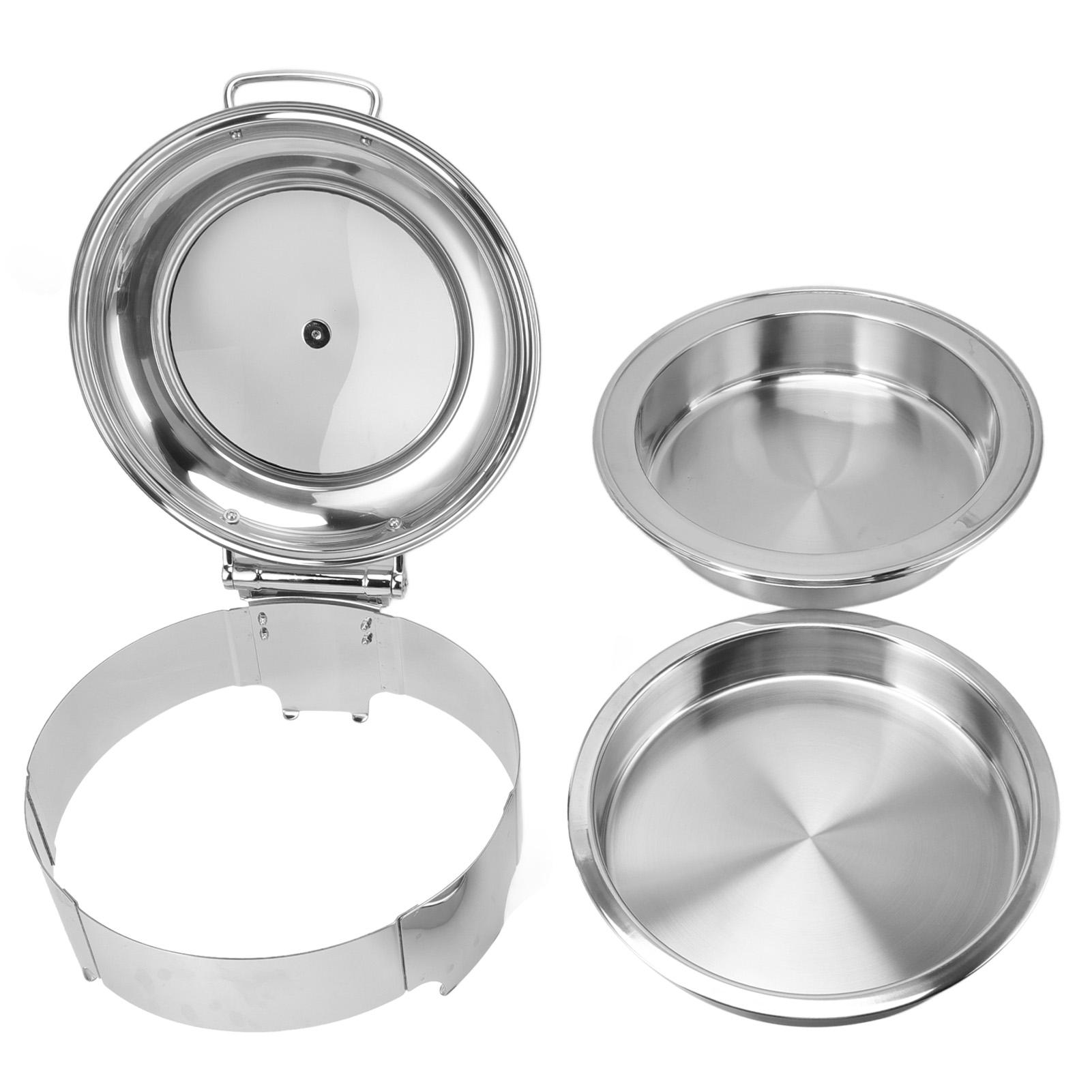 

Круглый поднос для шведского стола из нержавеющей стали, серебряный поднос для шведского стола с подносом для еды и водой на рулоне L