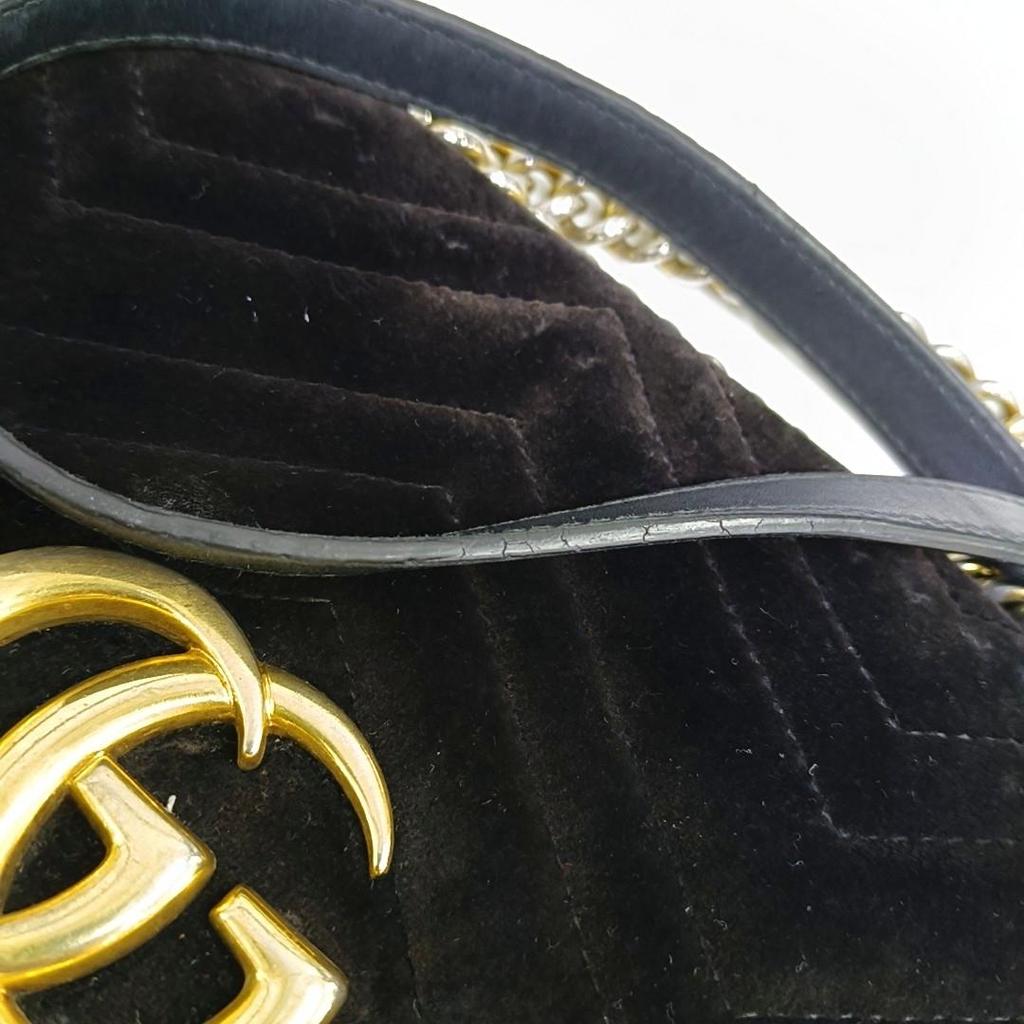 [Usato] Borsa a tracolla Marmont trapuntata in camoscio con logo e catena - Buono #WXJPY8