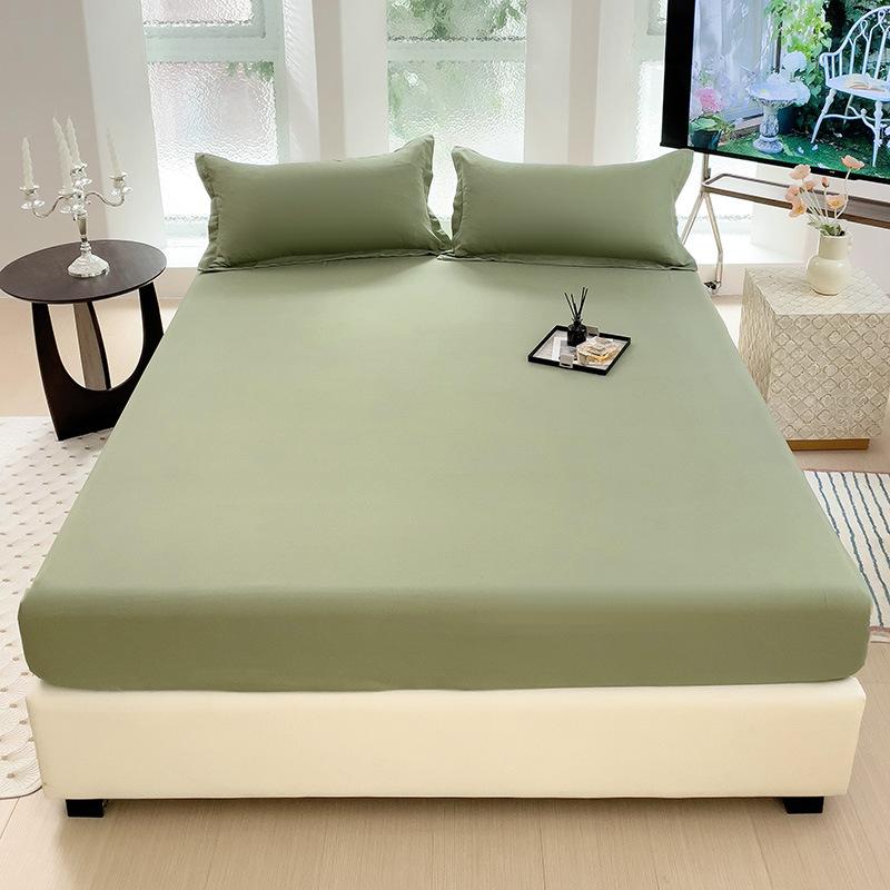 Four Seasons Skin-friendly Washed and Brushed Solid Color Pillowcase Protective Cover Double Fitted Sheet Taiwan Bed Bag