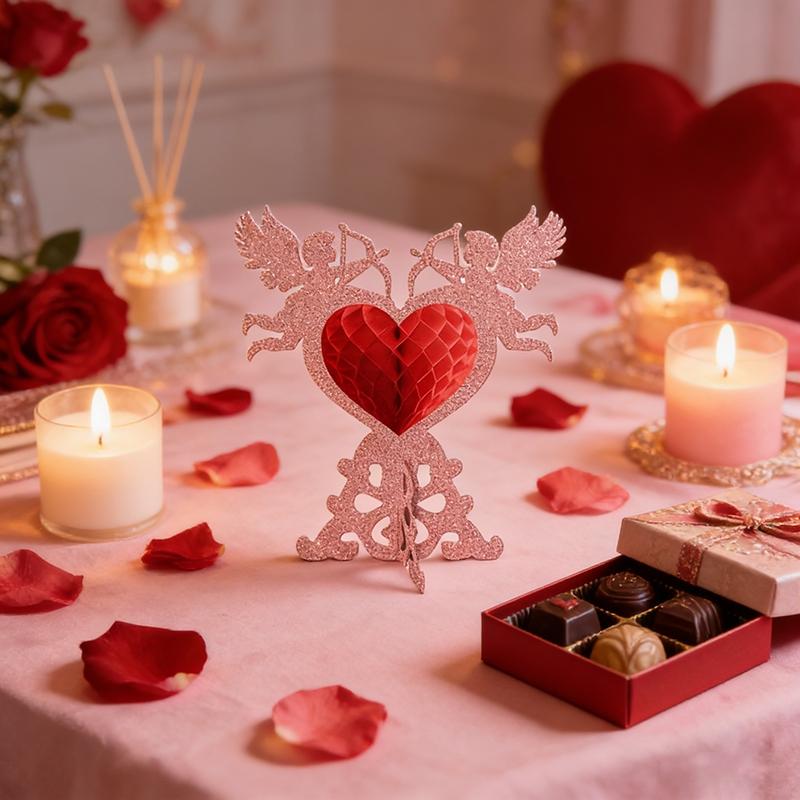 KISS Figuren Schreibtischornamente Valentinstag 2026 Herzförmiges Ornament Hochzeits-Tischdeko Herzstatuen