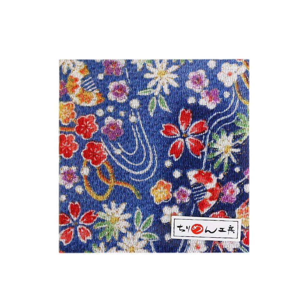 Nippon Chuko NBK Chirimen 23 X Flower and Comb Craft Supplies Cut, Gold-Tone, Approx. 33cm, Pattern, Blue, GH33-04,